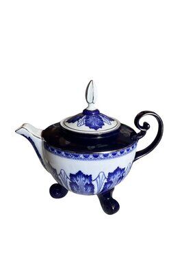 Vintage Bombay Co Grace Pattern Blue Tea Set of 3 Teapot  Sugar Creamer Set